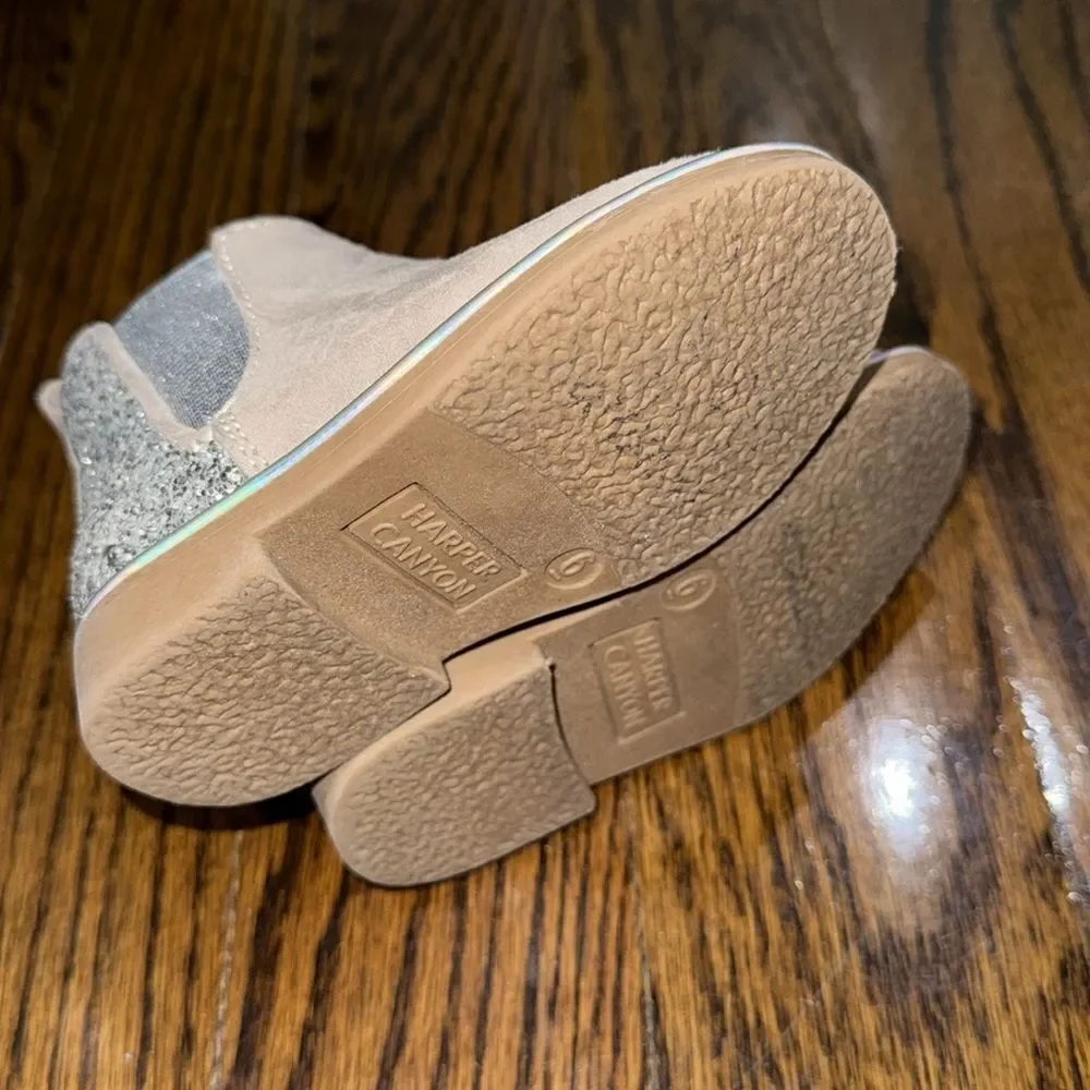 Sparkly Tan Kids Ankle Boots 6